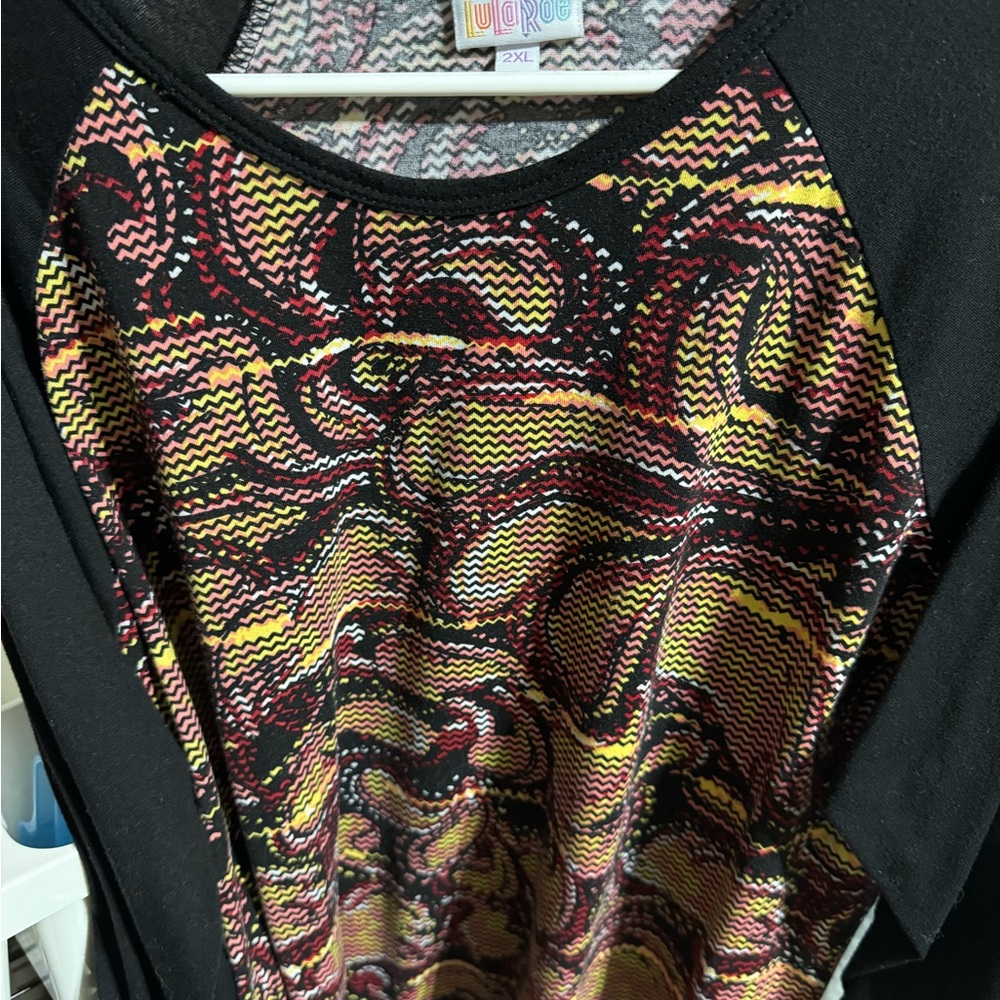 LuLaRoe Black and Multicolor Top